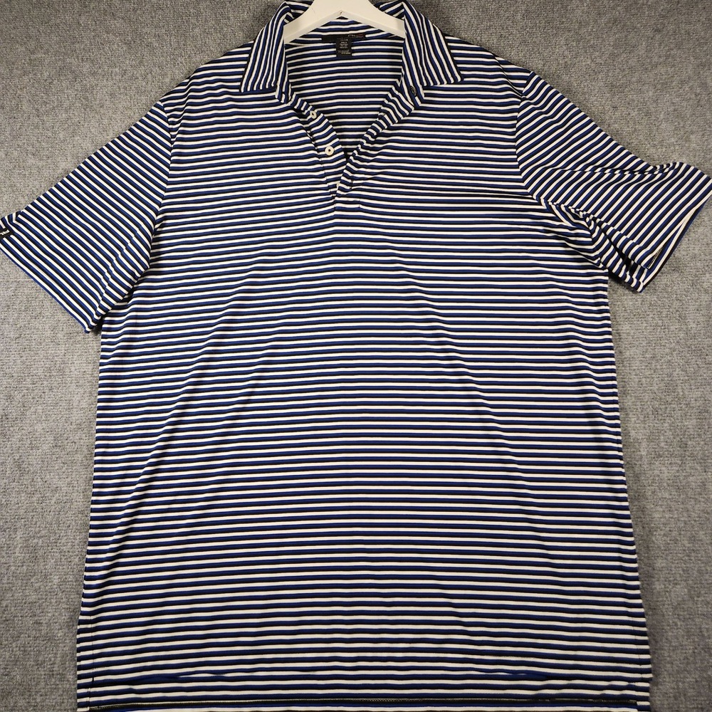 RLX Ralph Lauren Polo Shirt Mens XXL Blue Striped Performance Short Sleeve